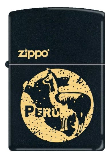 ENCENDEDOR ZIPPO BLACK MATTE PERÚ LLAMA