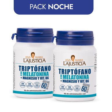 PACK NOCHE  2 TRIPTÓFANO CON MELATONINA + MAGNESIO Y VIT B6  60 COMPRIMIDOS CADA UNO - 1