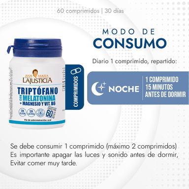 PACK NOCHE  2 TRIPTÓFANO CON MELATONINA + MAGNESIO Y VIT B6  60 COMPRIMIDOS CADA UNO - 3