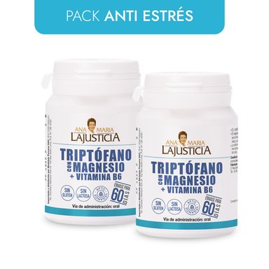 PACK ANTI ESTRÉS 2 TRIPTÓFANO CON MAGNESIO + VITAMINA B6 60 COMPRIMIDOS