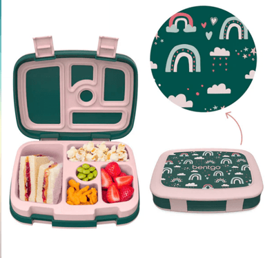 LONCHERA PARA NIÑOS BENTGO CON DISEÑO - 5 COMPARTIMIENTOS-VERDE ARCOIRIS