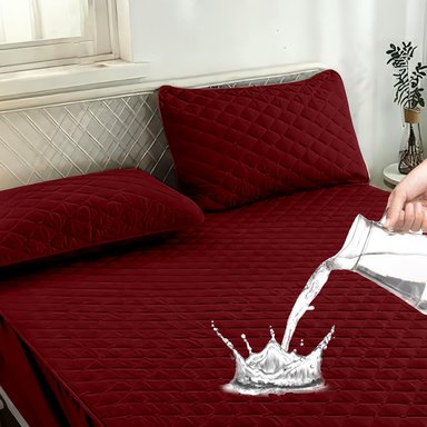 CUBRE COLCHON IMPERMEABLE 2 PLAZAS + FUNDAS OKAERI LISO