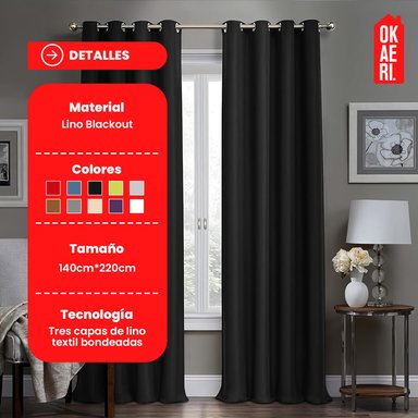 CORTINA BLACKOUT LINO TEXTURA TÉRMICA ENGOMADA BEIGE - 2