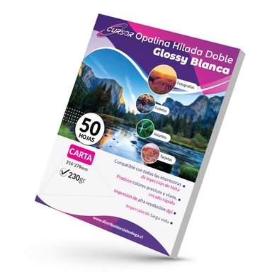 PAPEL OPALINA TEXTURA BRILLANTE DOBLE FAZ HILADA CARTA 230GR 50 HOJAS