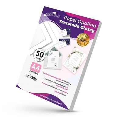 PAPEL OPALINA TEXTURADA GLOSSY 230G 50 HOJAS A4 CURSOR