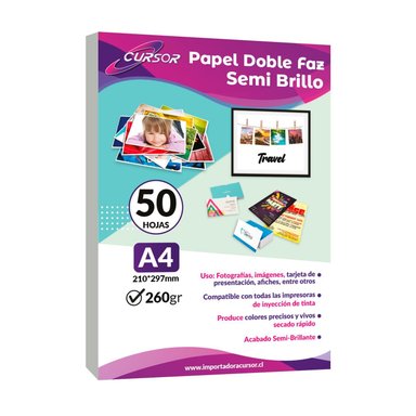 PAPEL FOTOGRAFICO DOBLE FAZ SEMI-GLOSSY A4/260GR/50 HJS
