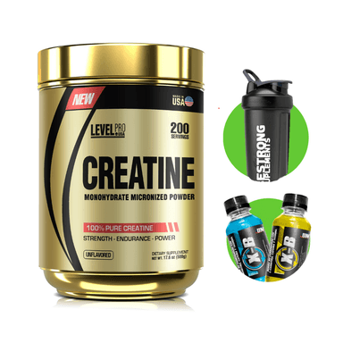 CREATINA MICRONIZADA LEVEL PRO 500G + SHAKER Y X-B