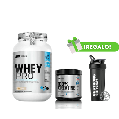 PROTEÍNA WHEY PRO 1.1KG COOKIES + CREATINA UNIVERSE NUTRITION 250G + SHAKER