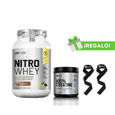 PROTEÍNA NITRO WHEY 1.1KG CHOCOLATE + CREATINA UNIVERSE NUTRITION 250G + STRAPS