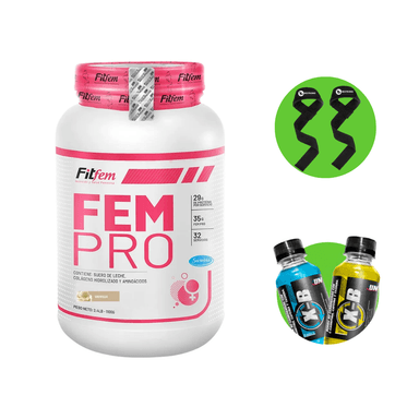 PROTEÍNA FEM PRO 1KG VAINILLA + STRAPS + XB