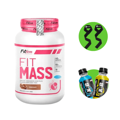 PROTEÍNA FIT MASS 2KG CHOCOLATE + STRAPS + XB