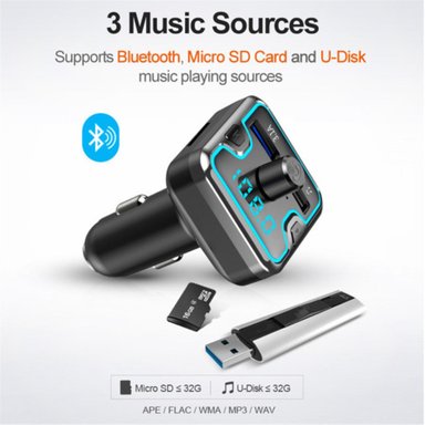 TRANSMISOR FM CARGADOR USB DUAL MP3 CON TF CARD - 5