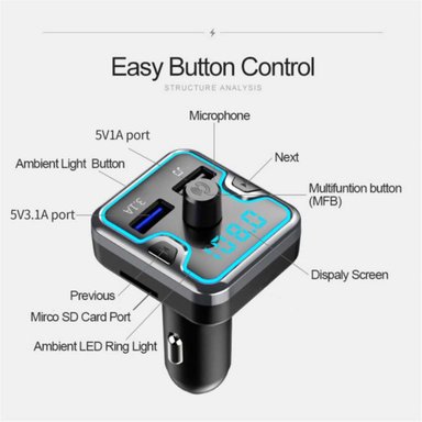 TRANSMISOR FM CARGADOR USB DUAL MP3 CON TF CARD - 6