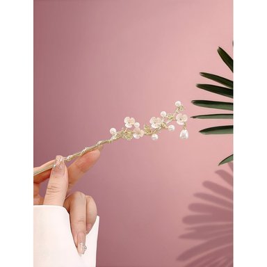 SET PALITOS LOLITAS CABELLO FLORES DORADAS