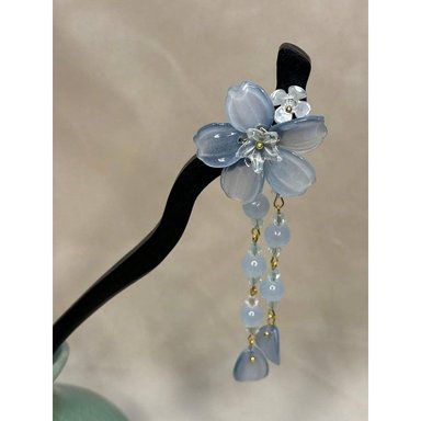 SET PALITOS LOLITAS CABELLO FLORES GRIS