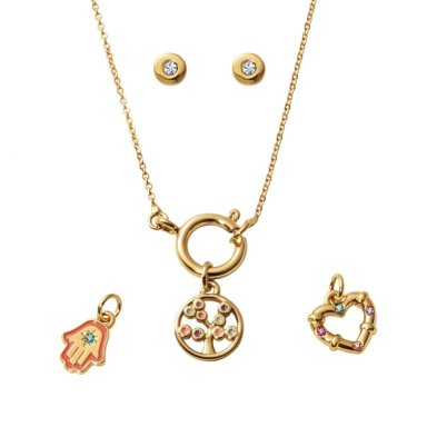 SET COLLAR + ARETES GOOD LUCK Y LOVE FINART ESIKA