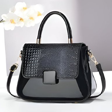 CARTERA CROC NEGRO ELEGANCE