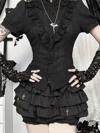 BLUSA GÓTICA LOLITAS VICTORIANA NEGRO