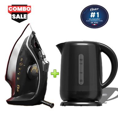 COMBO OSTER 1850W PLANCHA DE VAPOR GCSTAC6953 + HERVIDOR 1.7LTRS BVSTKT3101