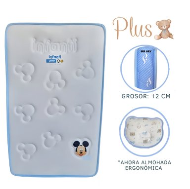 COLCHÓN INFANTI PLUS BEBÉ BORDES CELESTE