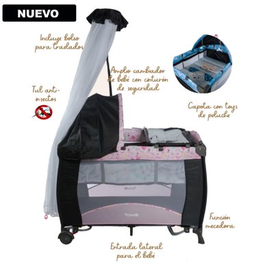 CUNA CORRAL EBABY SALLY 716-1A ROSADO MECEDORA