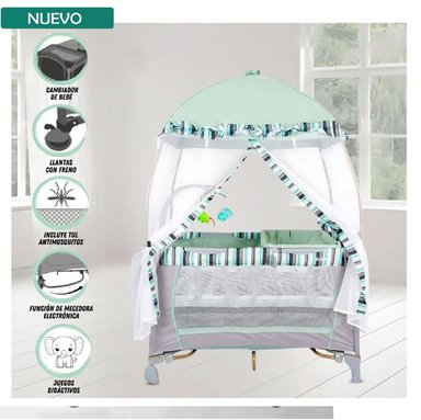 CUNA BABY HAPPY LX-1010 VERDE CASA BEBE