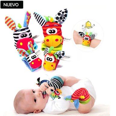 SET DE SONAJEROS MEDIAS MUÑEQUERAS ESTIMULACIÓN BEBÉ ANIMALS