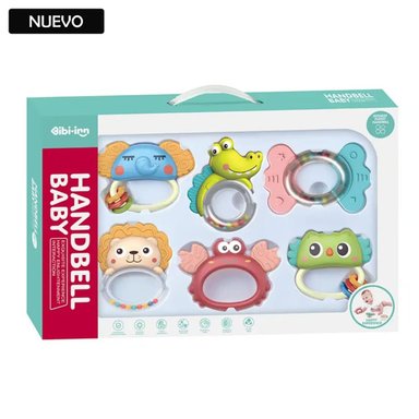 SET SONAJA CON MORDEDOR PARA BEBÉS ANIMALITOS 6 PIEZAS