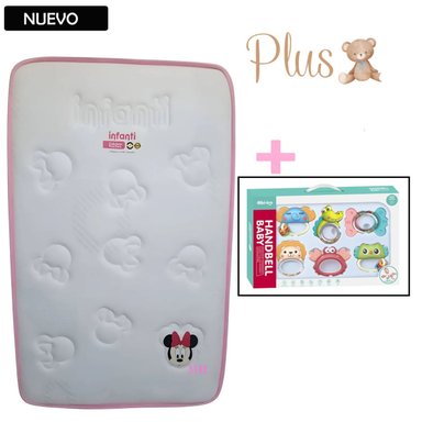 COLCHÓN PLUS PARA BEBÉ BORDES ROSADO +SET SONAJA 6PC