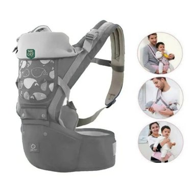 CANGURO PARA BEBÉ ERGONÓMICO BALLENA 3 EN 1 GRIS