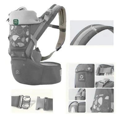 CANGURO PARA BEBÉ ERGONÓMICO BALLENA 3 EN 1 GRIS - 2