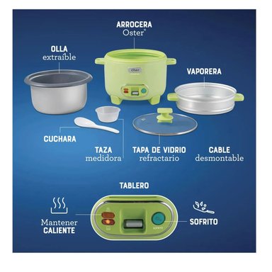 OLLA ARROCERA OSTER 1.8L 3 EN 1 FUNCIÓN DE SOFRITO VAPORERA VERDE - 3