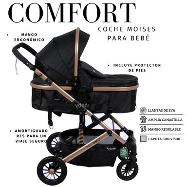 COCHE CUNA MOISÉS DE LUJO COMFORT NEGRO
