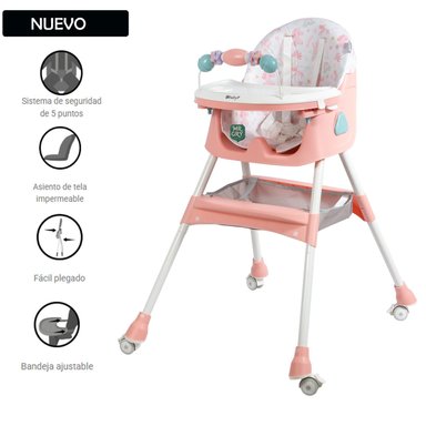 NUEVA SILLA DE COMER EBABY PLEGABLE LULU 631-1 ROSADO