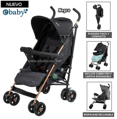 COCHE BASTÓN PARIS PARA BEBE NEGRO
