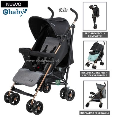 COCHE BASTÓN PARIS PARA BEBE GRIS