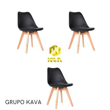 SILLA EMA TULIP VINTAGE DECORATIVA NEGRA X 3 UNDS