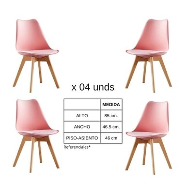SILLA EMA TULIP ROSA X 4 UNDS