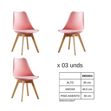 SILLA EMA TULIP ROSA X 3 UNDS