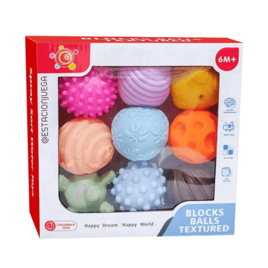 SET 9 PELOTITAS SENSORIALES TEXTURIZADAS PARA BEBÉ