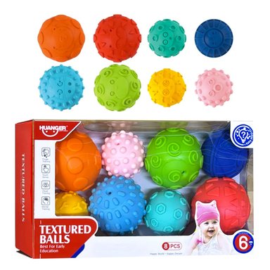 SET 8 PELOTAS SENSORIALES TEXTURAS PARA BEBÉ