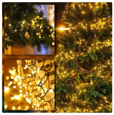 LUCES DE NAVIDAD SOLARES  100 FOCOS LED EXTERIOR  CON PANEL SOLAR COLOR AMBAR - 2