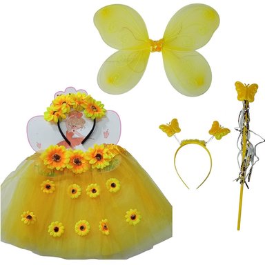 DISFRAZ AMARILLO DISFRAS FALDA TUTU CON DIADEMA Y ALAS