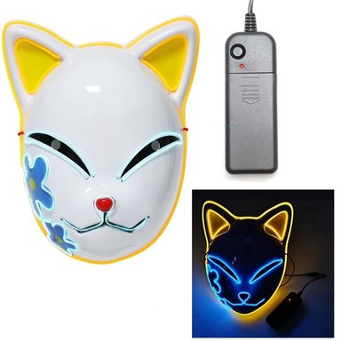 MASCARA GATO CON LUCES PARA FIESTAS HALLOWEN FUCSIA