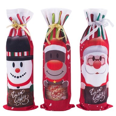 PORTA VINO NAVIDENO FUNDA PARA BOTELLAS DE NAVIDAD ANIMADO SET DE  4