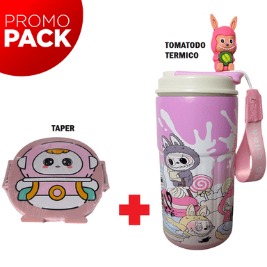 PACK DE UN TAPPER Y UN TOMATODO 500ML TERMICO PALO ROSA