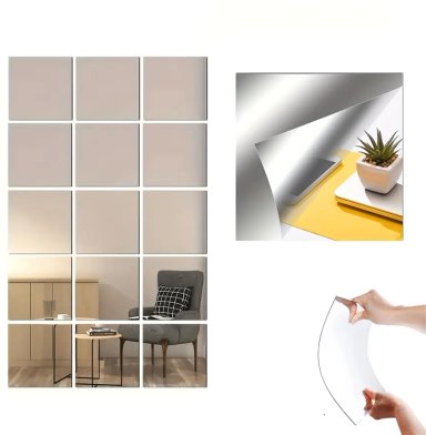 ESPEJO ADHESIVO CUADRADO SET DE 2