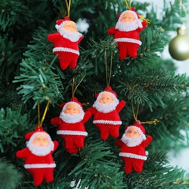 SET DE 18 MINI SANTAS ADORNOS MUÑEQUITOS DE PAPA NOEL PARA COLGAR - 3