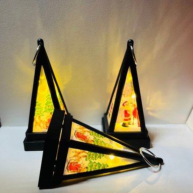 SET DE 6 FAROLITOS NAVIDEÑOS A PILAS COLGANTES CON LUZ ÁMBAR NEGRO