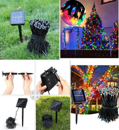 TIRA DE LUCES LED SOLARES 30 METROS 300L MULTICOLOR - 2